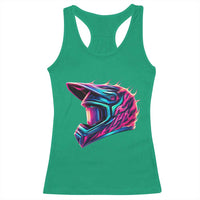 Motocross Helmet Neon Flame Graphic Dirt Bike Racing Racerback Tank Top