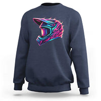 Motocross Helmet Neon Flame Graphic Dirt Bike Racing Sweatshirt