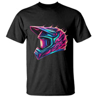Motocross Helmet Neon Flame Graphic Dirt Bike Racing T Shirt