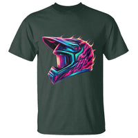 Motocross Helmet Neon Flame Graphic Dirt Bike Racing T Shirt
