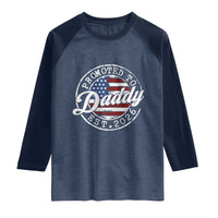 Promoted to Daddy 2026 Raglan Shirt New Dad US Flag Fathers Day