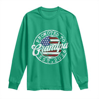 Promoted to Grandpa 2026 Long Sleeve Shirt New Grandfather US Flag Fathers Day