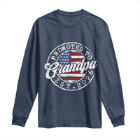 Promoted to Grandpa 2026 Long Sleeve Shirt New Grandfather US Flag Fathers Day