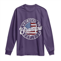 Promoted to Grandpa 2026 Long Sleeve Shirt New Grandfather US Flag Fathers Day