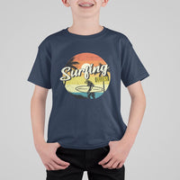 Surfing Lover T Shirt For Kid Surfing Vibes Retro Vintage Summer Vacation - Wonder Print Shop