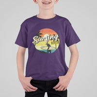 Surfing Lover T Shirt For Kid Surfing Vibes Retro Vintage Summer Vacation - Wonder Print Shop