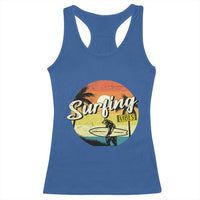 Surfing Lover Racerback Tank Top Surfing Vibes Retro Vintage Summer Vacation - Wonder Print Shop