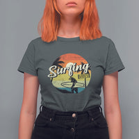 Surfing Lover T Shirt For Women Surfing Vibes Retro Vintage Summer Vacation - Wonder Print Shop
