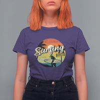 Surfing Lover T Shirt For Women Surfing Vibes Retro Vintage Summer Vacation - Wonder Print Shop