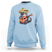 Cinco De Mayo Cat Sweatshirt Playing Huichoi Cute Sombrero Hat - Wonder Print Shop