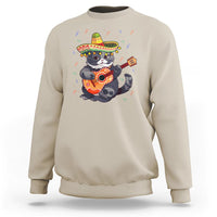 Cinco De Mayo Cat Sweatshirt Playing Huichoi Cute Sombrero Hat - Wonder Print Shop