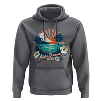 Summer Beach Hoodie Vintage Aloha Summer 2024 Wailea Hibiscus Flower - Wonder Print Shop