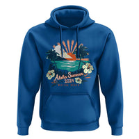 Summer Beach Hoodie Vintage Aloha Summer 2024 Wailea Hibiscus Flower - Wonder Print Shop