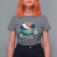 Summer Beach T Shirt For Women Vintage Aloha Summer 2024 Wailea Hibiscus Flower - Wonder Print Shop