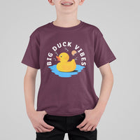 Rubber Ducky T Shirt For Kid Big Duck Vibes Cute Surfing Ocean Waves Summer Vacation - Wonder Print Shop