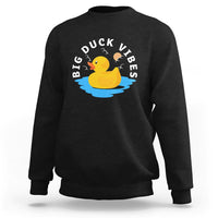 Rubber Ducky Sweatshirt Big Duck Vibes Cute Surfing Ocean Waves Summer Vacation - Wonder Print Shop