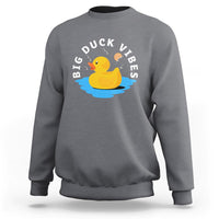 Rubber Ducky Sweatshirt Big Duck Vibes Cute Surfing Ocean Waves Summer Vacation - Wonder Print Shop