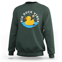Rubber Ducky Sweatshirt Big Duck Vibes Cute Surfing Ocean Waves Summer Vacation - Wonder Print Shop