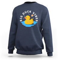 Rubber Ducky Sweatshirt Big Duck Vibes Cute Surfing Ocean Waves Summer Vacation - Wonder Print Shop