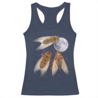 Funny 3 Cicadas Concert Fest Moon Cicada Reunion Racerback Tank Top