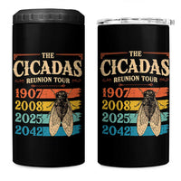 Funny Cicada Brood XIV 2025 4 in 1 Can Cooler Tumbler Periodical Cicada Tour 1907 2008 2042