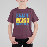 Funny Bajan As Rasshole T Shirt For Kid Barbados Flag With Barbados Tridents