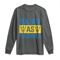 Funny Bajan As Rasshole Long Sleeve Shirt Barbados Flag With Barbados Tridents