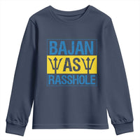 Funny Bajan As Rasshole Youth Sweatshirt Barbados Flag With Barbados Tridents