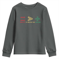 Juneteenth Equality Is Greater Than Division Youth Sweatshirt Equal Rights Math Symbol
