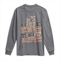 Funny It's Lake Time Long Sleeve Shirt Patriotic Boater American Flag USA 4th of July - Wonder Print Shop