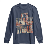 Funny It's Lake Time Long Sleeve Shirt Patriotic Boater American Flag USA 4th of July - Wonder Print Shop