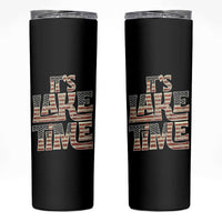 Funny It's Lake Time Skinny Tumbler Patriotic Boater American Flag USA 4th of July - Wonder Print Shop