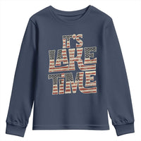 Funny It's Lake Time Youth Sweatshirt Patriotic Boater American Flag USA 4th of July - Wonder Print Shop