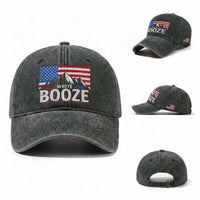 Funny Red White And Booze Washed Cotton Baseball Cap 4th Of July Beer American Flag