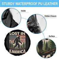 Funny 4th Of July Bigfoot Lost In America Spare Tire Cover Patriotic Sasquatch US Flag Fireworks - Wonder Print Shop