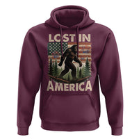 Funny 4th Of July Bigfoot Lost In America Hoodie Patriotic Sasquatch US Flag Fireworks - Wonder Print Shop