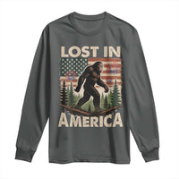 Funny 4th Of July Bigfoot Lost In America Long Sleeve Shirt Patriotic Sasquatch US Flag Fireworks - Wonder Print Shop