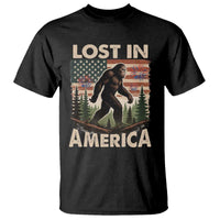 Funny 4th Of July Bigfoot Lost In America T Shirt Patriotic Sasquatch US Flag Fireworks - Wonder Print Shop