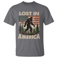Funny 4th Of July Bigfoot Lost In America T Shirt Patriotic Sasquatch US Flag Fireworks - Wonder Print Shop