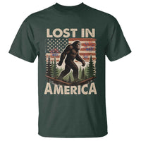 Funny 4th Of July Bigfoot Lost In America T Shirt Patriotic Sasquatch US Flag Fireworks - Wonder Print Shop