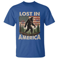 Funny 4th Of July Bigfoot Lost In America T Shirt Patriotic Sasquatch US Flag Fireworks - Wonder Print Shop