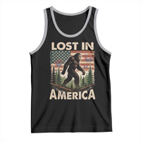 Funny 4th Of July Bigfoot Lost In America Tank Top Patriotic Sasquatch US Flag Fireworks - Wonder Print Shop