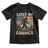 Funny 4th Of July Bigfoot Lost In America Toddler T Shirt Patriotic Sasquatch US Flag Fireworks - Wonder Print Shop