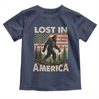 Funny 4th Of July Bigfoot Lost In America Toddler T Shirt Patriotic Sasquatch US Flag Fireworks - Wonder Print Shop
