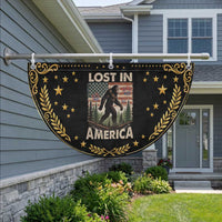 Funny 4th Of July Bigfoot Lost In America Patriotic Fan Flag Sasquatch US Flag Fireworks