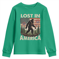 Funny 4th Of July Bigfoot Lost In America Youth Sweatshirt Patriotic Sasquatch US Flag Fireworks - Wonder Print Shop