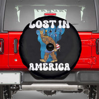 Funny 4th Of July Bigfoot Lost In America Spare Tire Cover Patriotic Sasquatch Rocket Footprint Fireworks - Wonder Print Shop