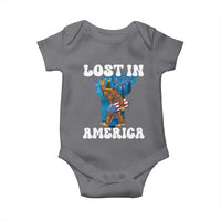 Funny 4th Of July Bigfoot Lost In America Baby Onesie Patriotic Sasquatch Rocket Footprint Fireworks - Wonder Print Shop