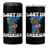 Funny 4th Of July Bigfoot Lost In America 4 in 1 Can Cooler Tumbler Patriotic Sasquatch Rocket Footprint Fireworks - Wonder Print Shop