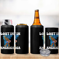 Funny 4th Of July Bigfoot Lost In America 4 in 1 Can Cooler Tumbler Patriotic Sasquatch Rocket Footprint Fireworks - Wonder Print Shop